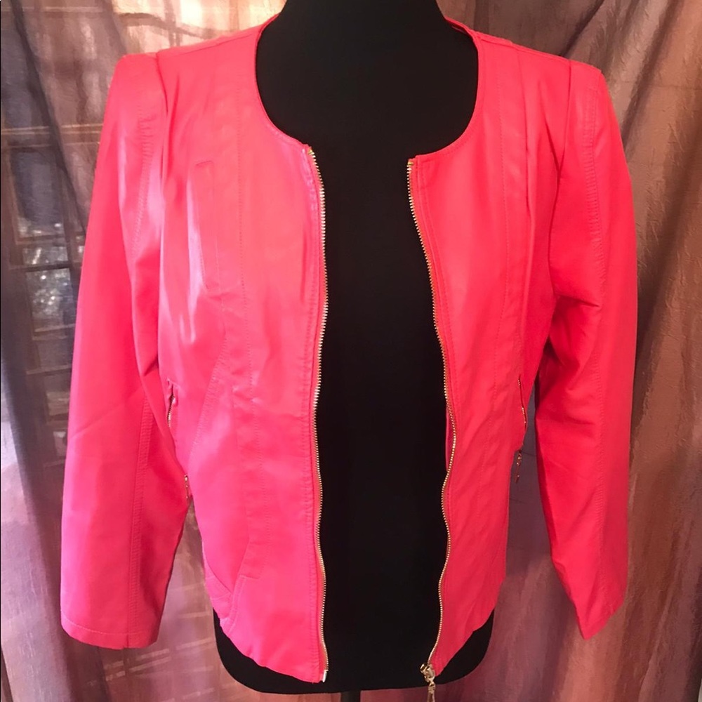 Gorgeous Yadanluwa Pink Leather Jacket Sz S